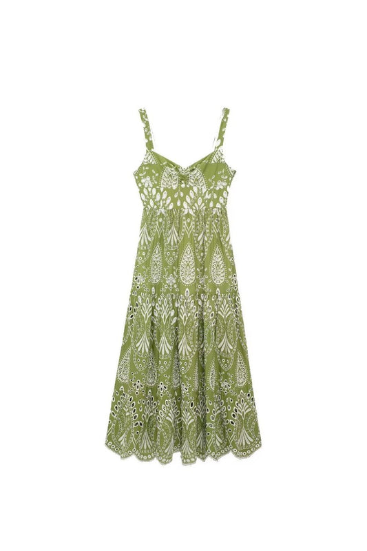 'Jessica' Hollow Out Embroidered Flute Dress