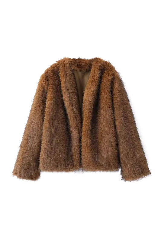 'Isla' Faux Fur Open Front Cardigan