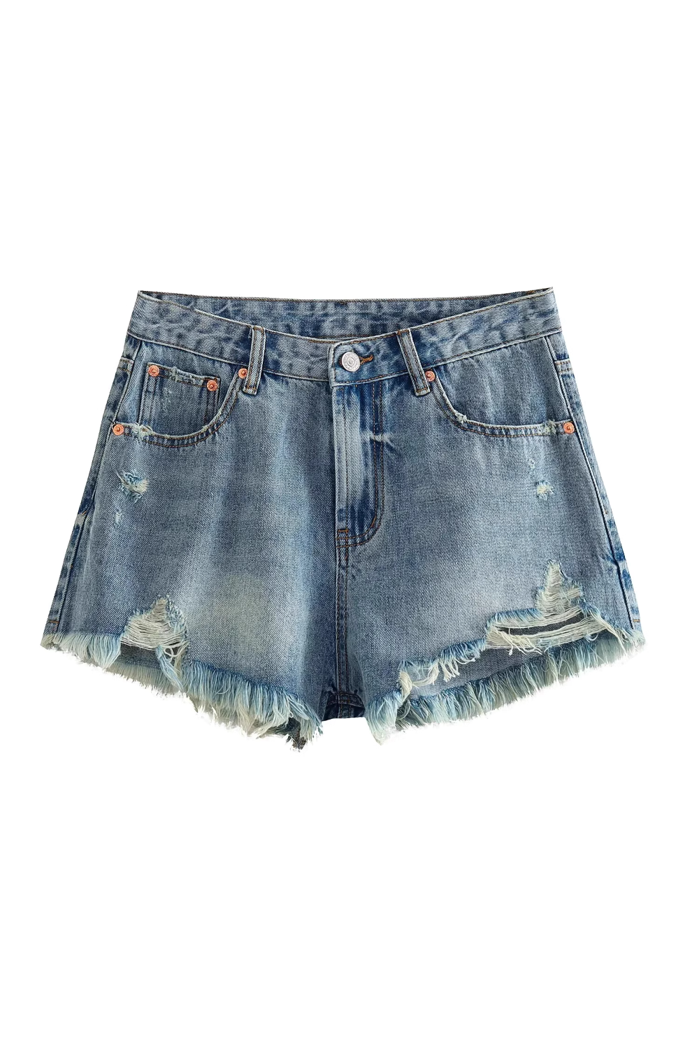 'Lorraine' Washed Denim Frayed Shorts (3 Colors)