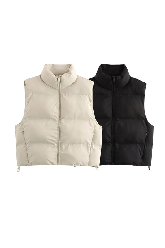 'Camille' Stand-up Collar Cotton Vest