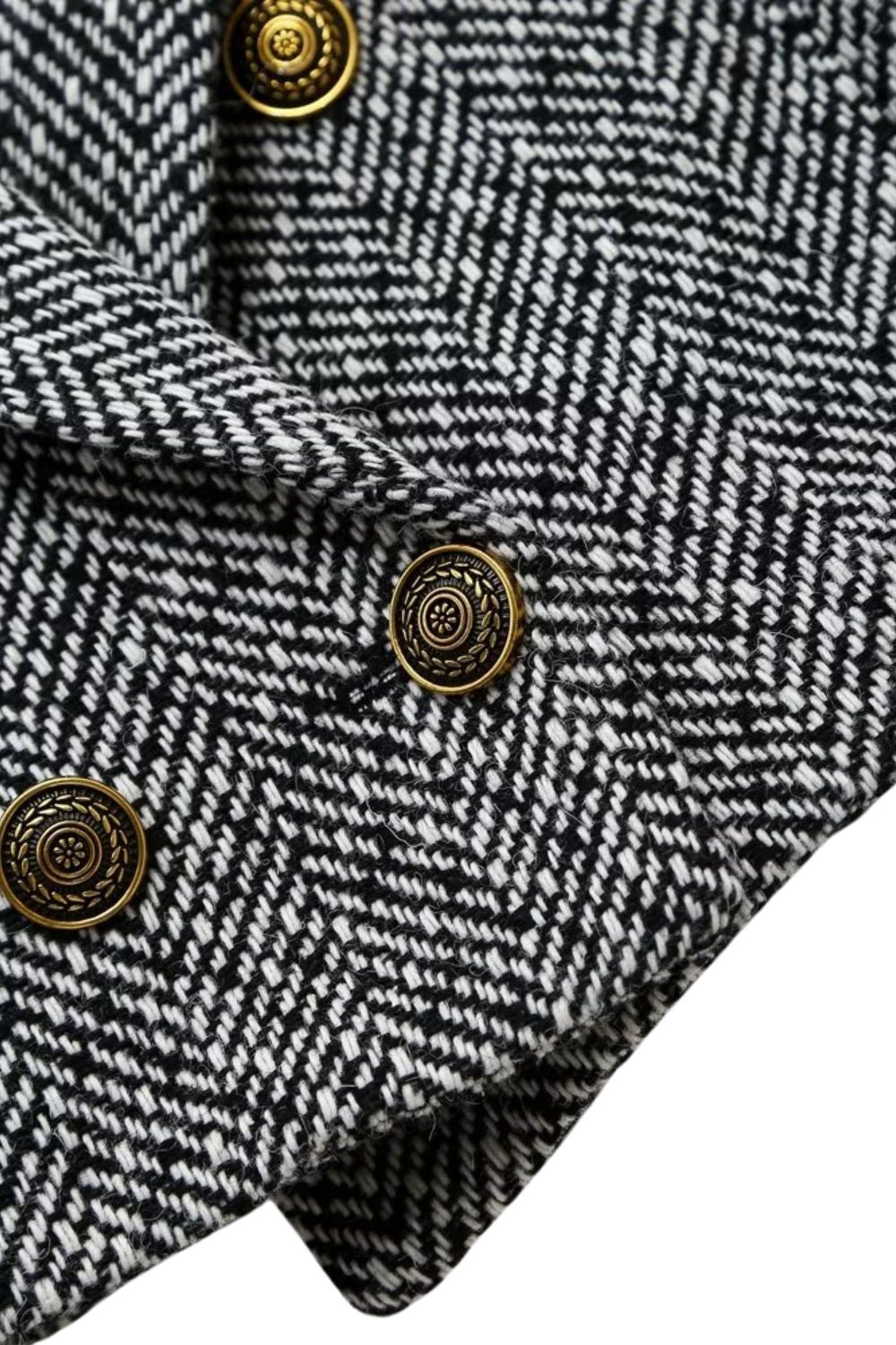 'Charlotte' Herringbone Mini Blazer & Skirt Set (Sold Separately)