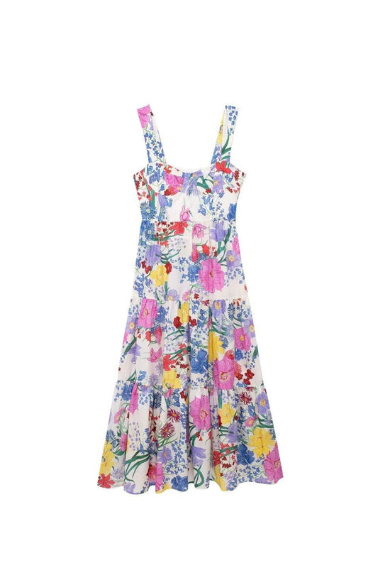 'Ruby' Summer Spaghetti Strap Off-Shoulder Floral Print Dress