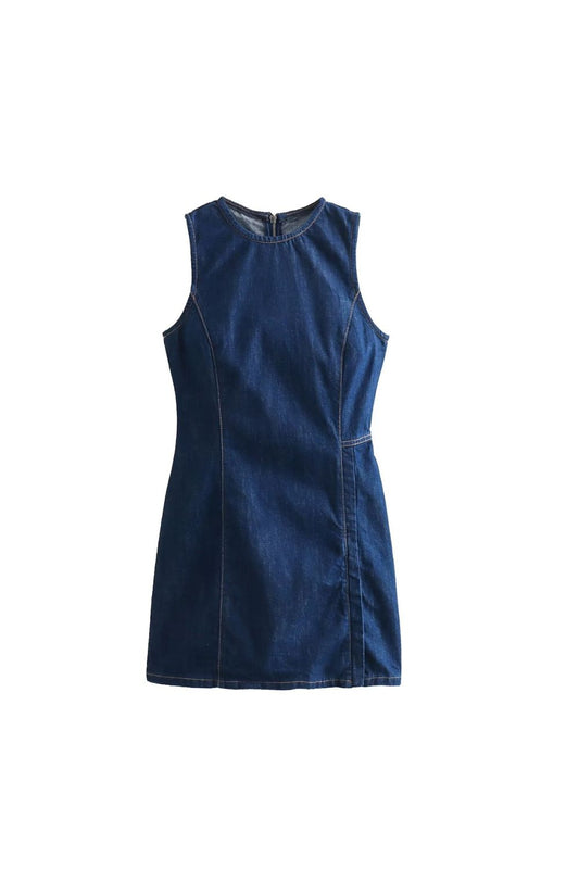 'Aurora'  Sleeveless Denim  Midi Dress