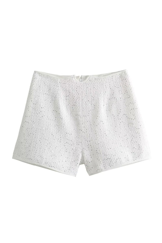 ‘Lily' Chunky Yarn Glitter Straight Sequins Shorts
