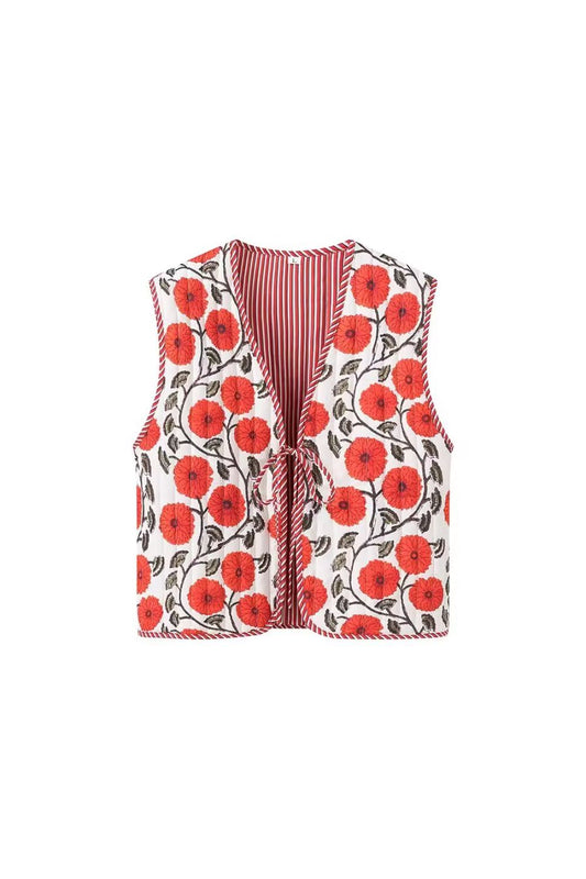 'Elena' Printed Tie-Front Tank Top