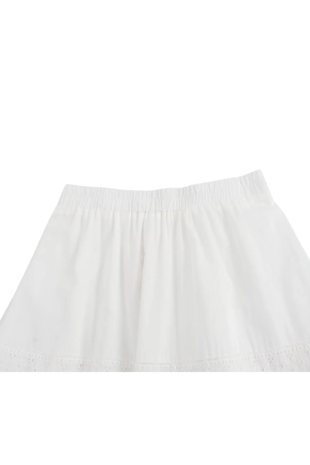 ‘Poppy’ Embroidered White Elastic Waist  Midi Skirt