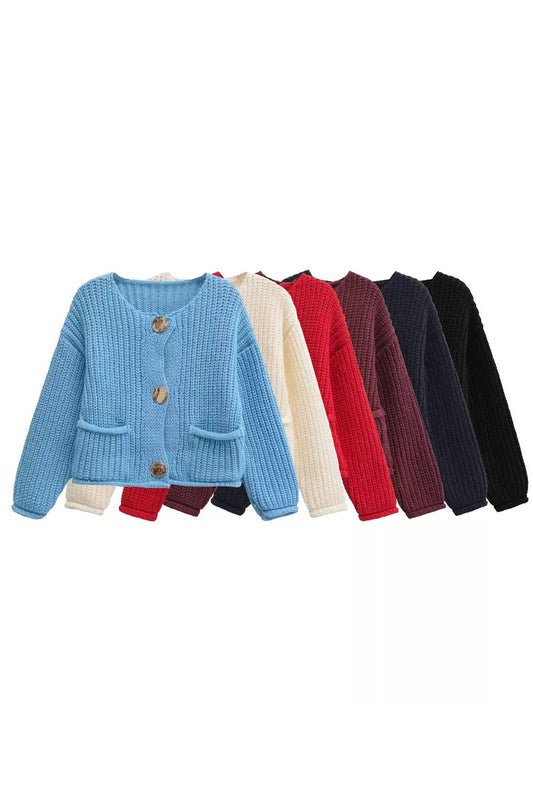 'Penelope' Casual Crew-Neck Long-Sleeve Outerwear (6 Color)