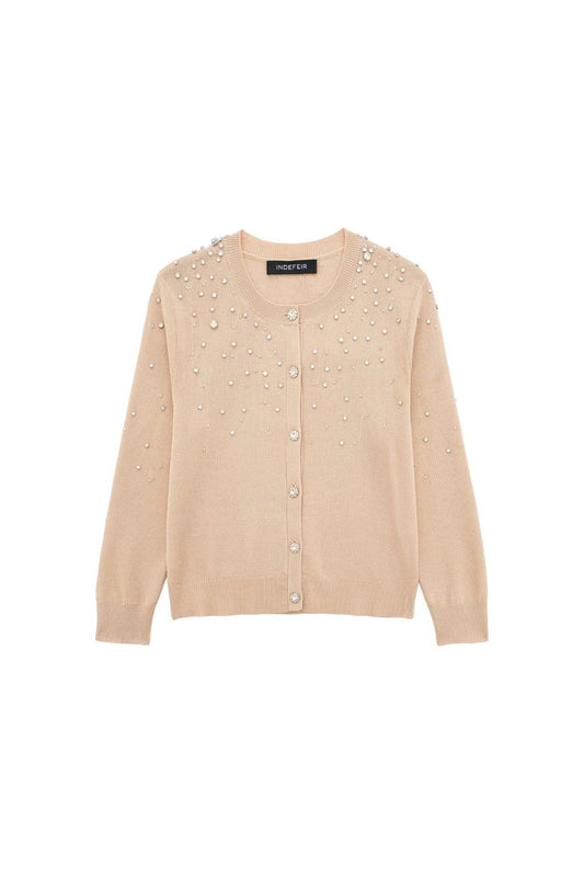 ‘Yuliya’ Elegant Diamante  Knit Long Sleeve Cardigan