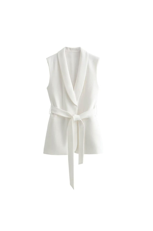 ‘Alice’ Fitted Tie Waist Solid Vest