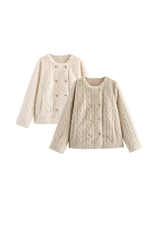 'Daci ' Classic Double-Breasted Faux Fur Coat