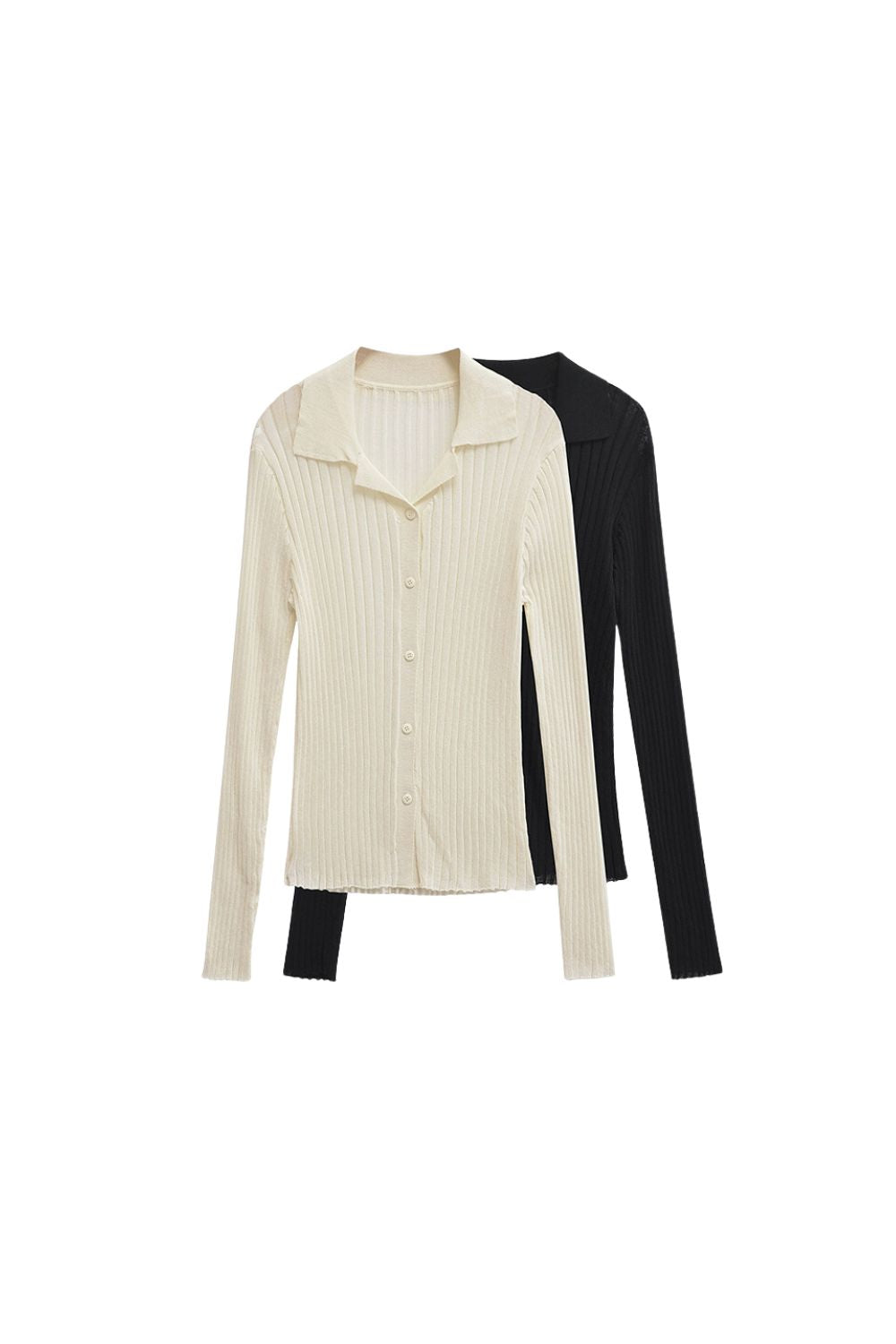 'Scarlett' Ribbed Collar Long Sleeve Knit Cardigan