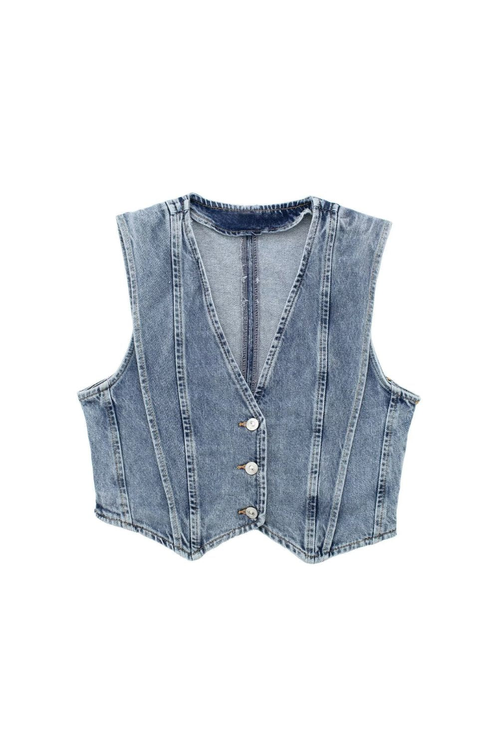 ' Daniel ' Denim Vest & High-Waist Shorts Combo (Sold Separately)