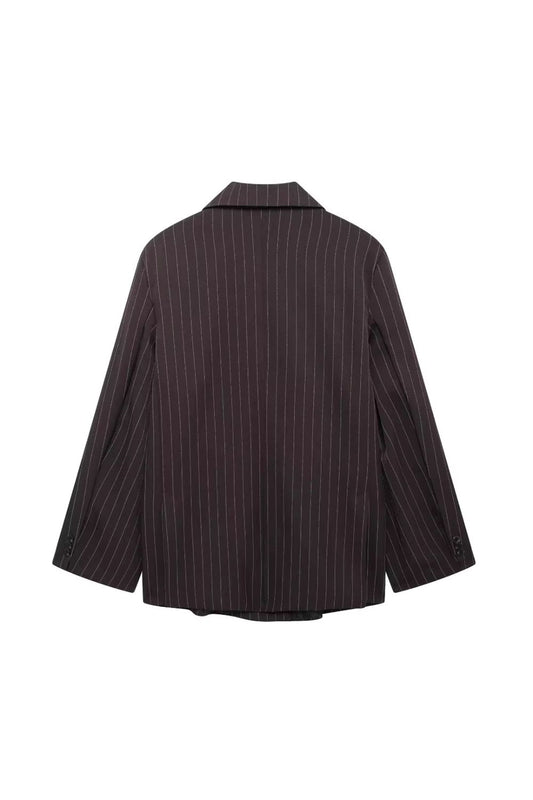 'Parker' Striped Double-Breasted Long-Sleeve Blazer
