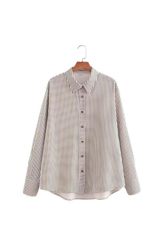 'Hazel' Collared Striped Shirt