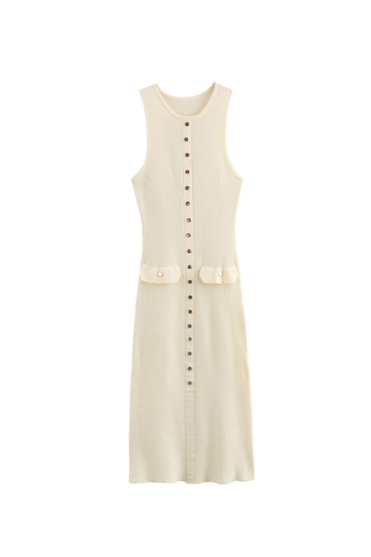 ‘Evie’ Slim Fit Buttoned Knit Sweater Dress