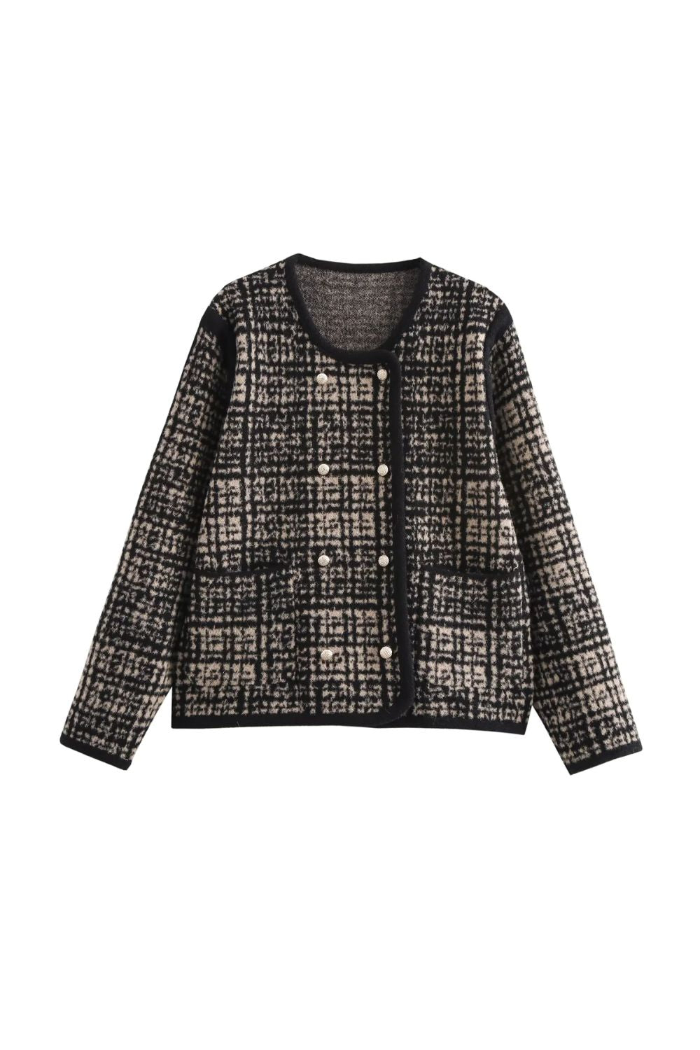 ‘Georgina’ Vibrant Jacquard Knit Sweater Coat