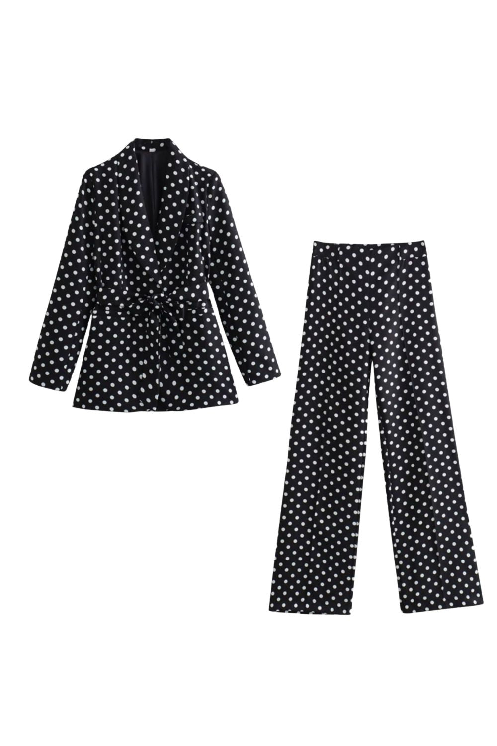 ‘Amelia’ Polka Dot Blazer & High-Waist Pants Suit Set (Sold Separately)