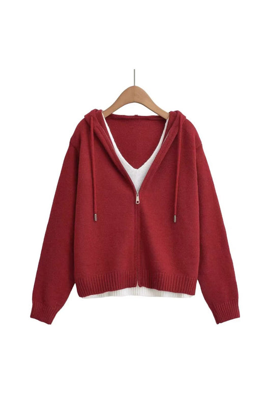 'Raúl' Hooded Zip-Up Knitted Cardigan