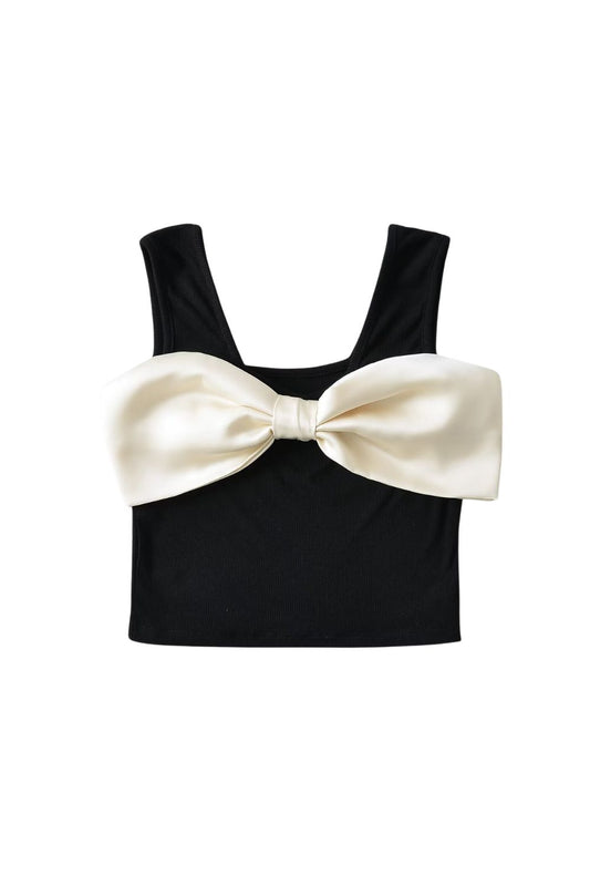 ‘Charlotte’ Bow Tie Sleeveless Crop Top