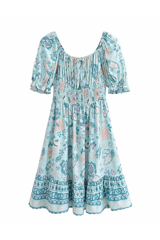 'Lsabelle' Lace-up Waist Pleated dress