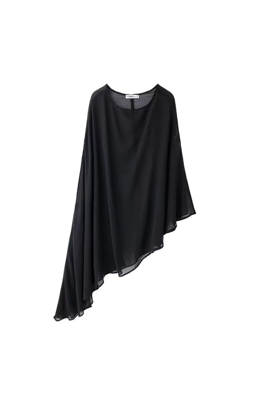 'Eliana' Asymmetric Semi-Transparent Cape Coat
