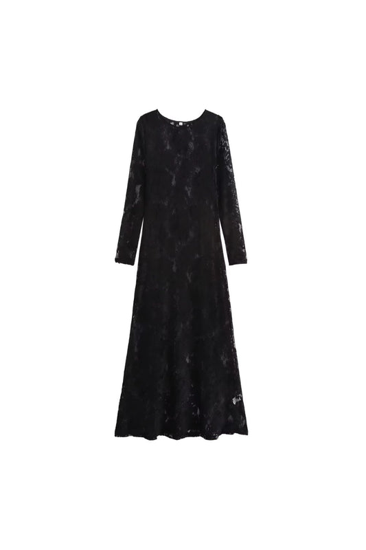'Joanne' Sexy Fitted Lace Sheer Maxi Dress