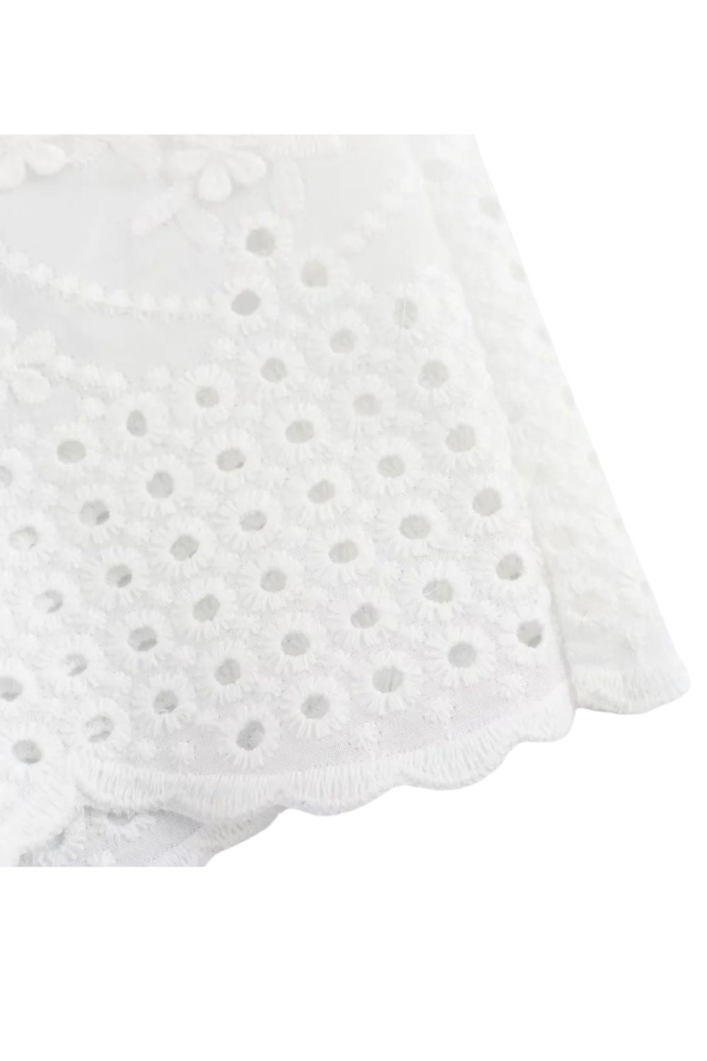 ‘Poppy’ Embroidered White Elastic Waist  Midi Skirt