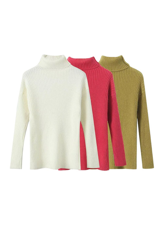 'Robin' High-Neck Long-Sleeve Pullover Sweater