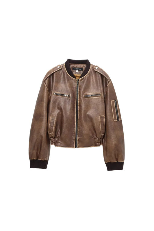 'Garrett' Textured Distressed Faux Leather Jacket