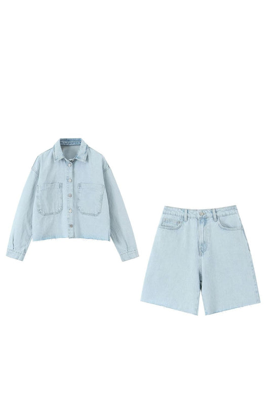  ‘Savannah’ Short Denim Jacket & Shorts Set (Sold Separately)