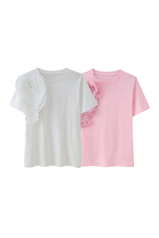 'Harper' 3D Mesh Floral Top T-shirt (2 Colors)