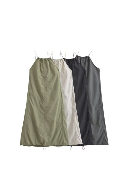 'Naomi' Backless Nylon Halter Thin Straps Dress (4 Colors)