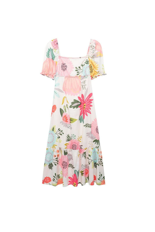 'Florence' Printed Square Neck Maxi Dress