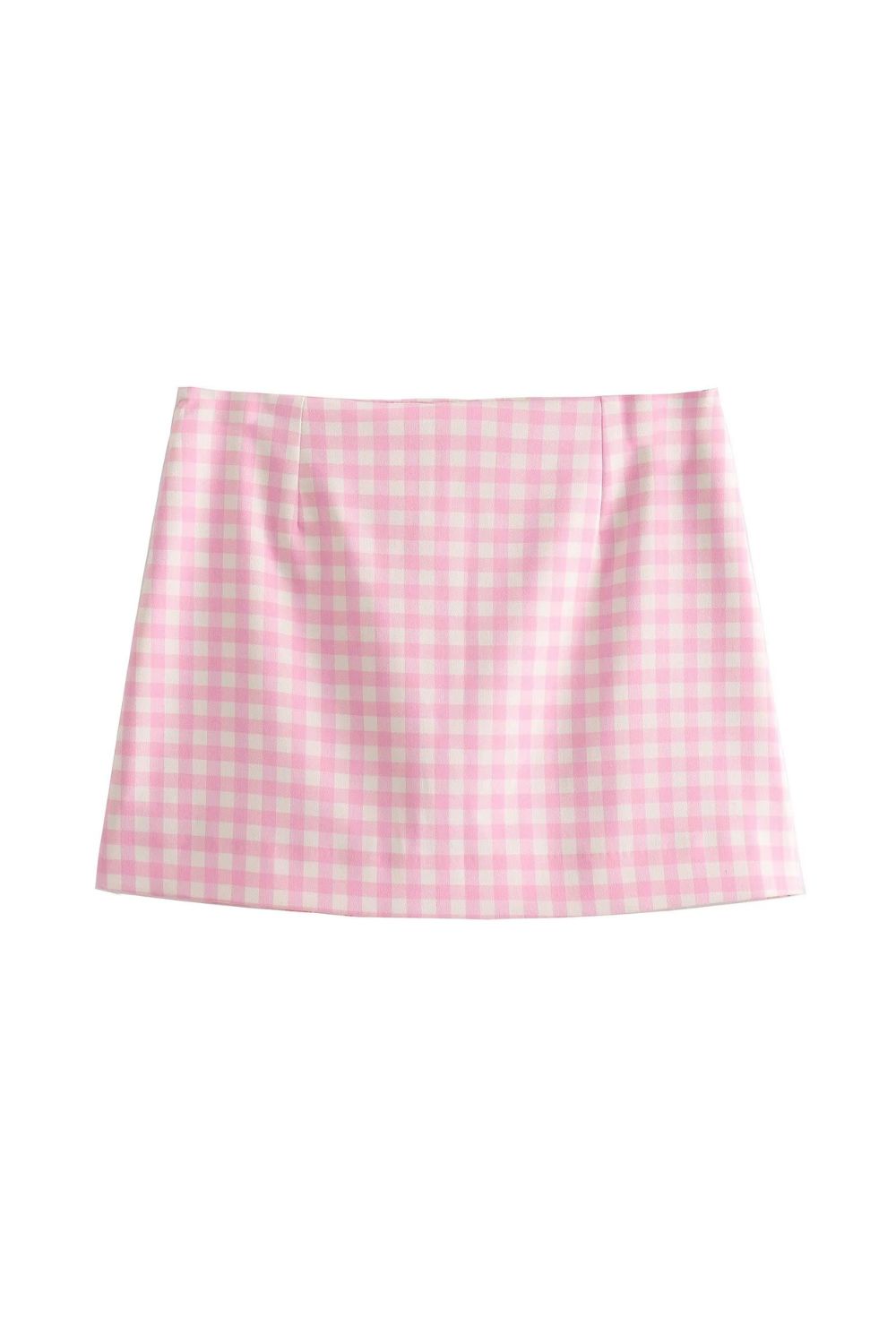 ‘Millie’ Pink Plaid Casual Asymmetric Skirt Pants