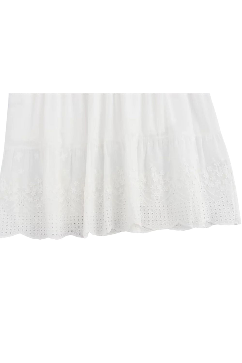‘Poppy’ Embroidered White Elastic Waist  Midi Skirt