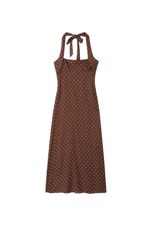 ‘Millie' Mixed-Fabric Polka Dot Midi Dress