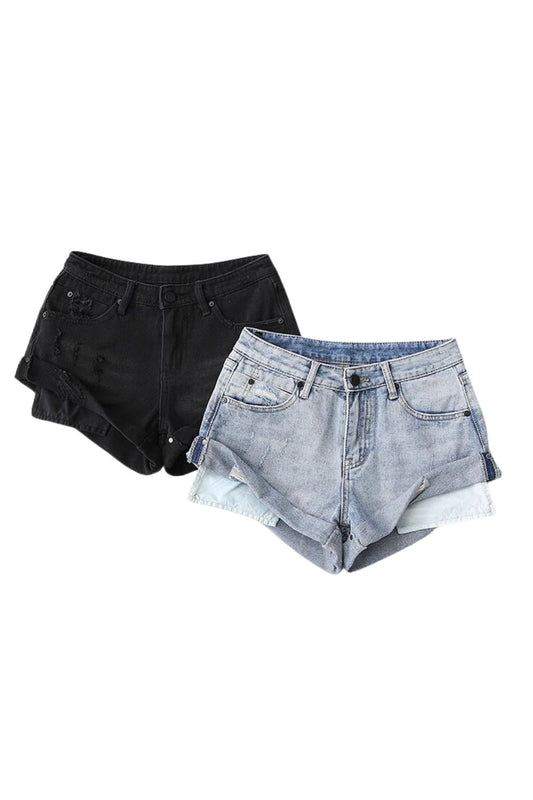 'François' Cuffed Denim Shorts (2 Color)