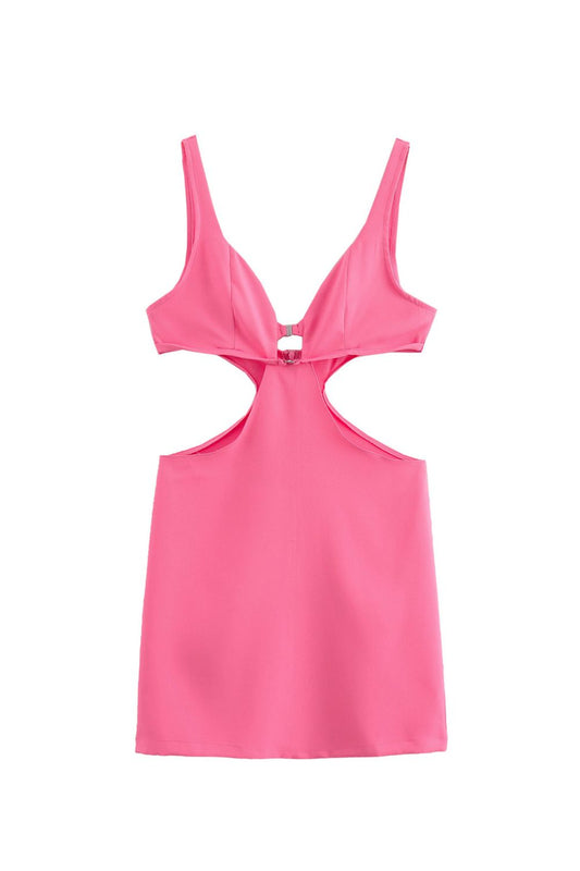 ‘Jessica’ Button Hollow Out Open Waist Strap Mini Skirt