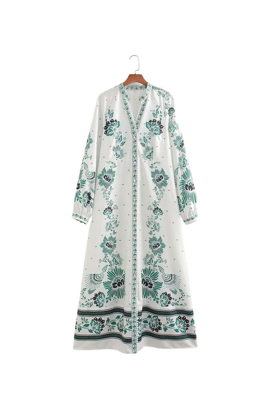 'Hannah' Simple Positioning Print Long Sleeve Floral Dress