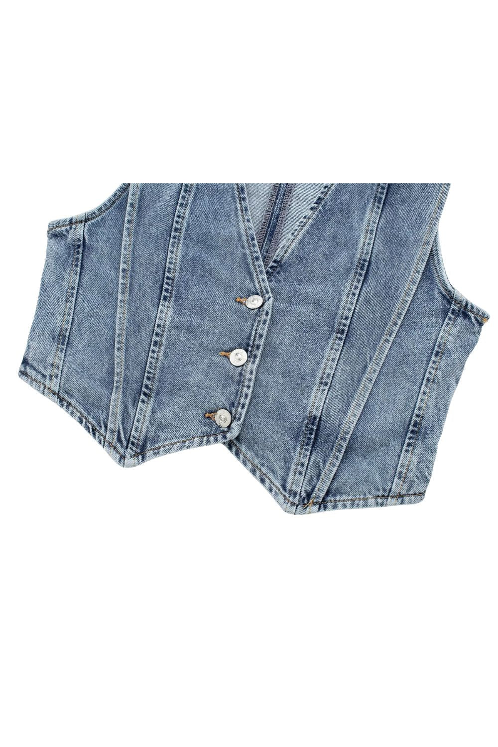 ' Daniel ' Denim Vest & High-Waist Shorts Combo (Sold Separately)