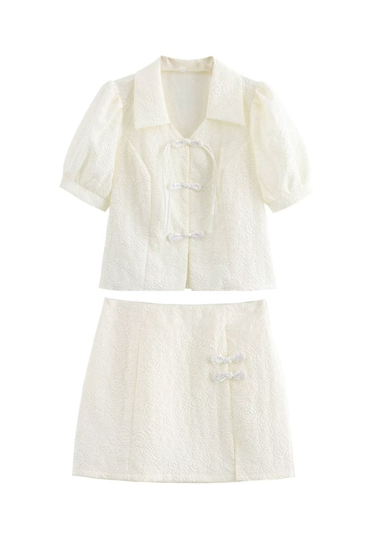 'Freya'   Bubble Sleeve Short Skirt Set Top & Bottom