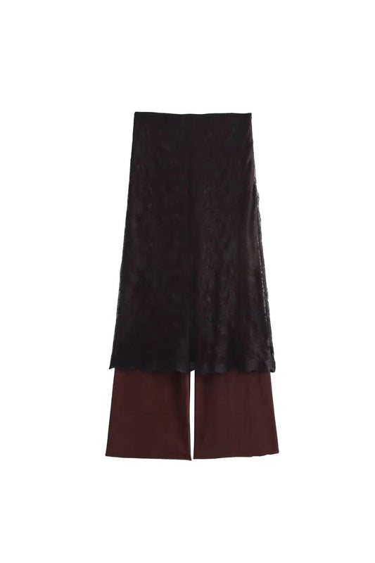 'Rose' Lace-Paneled Straight-Leg Pants