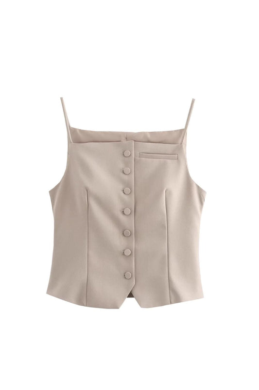 'Kathryn' Button-Decorated Tank Top