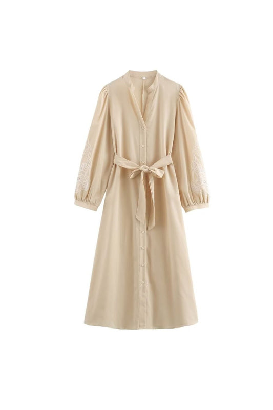 ‘Maisie’ V-neck Embroidered Midi Dress