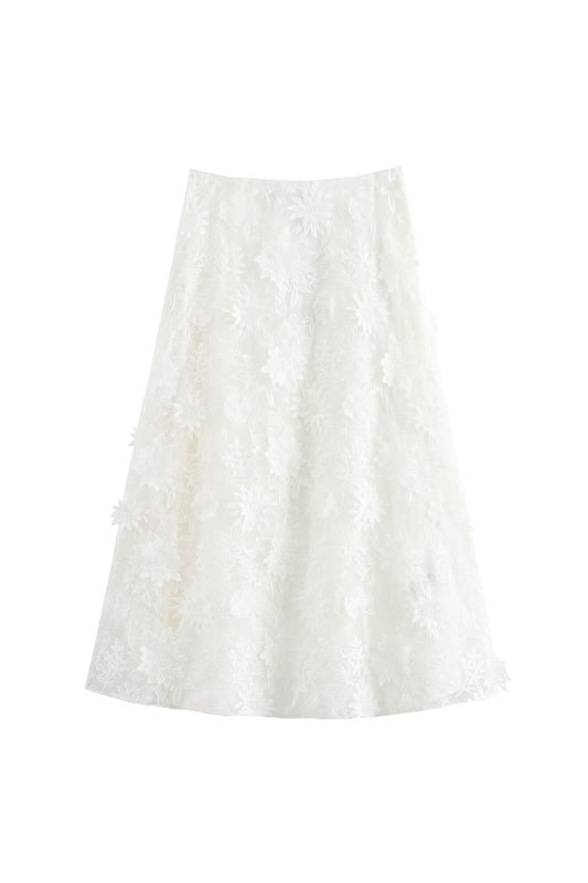 'Eliza' Embroidered Midi Skirt