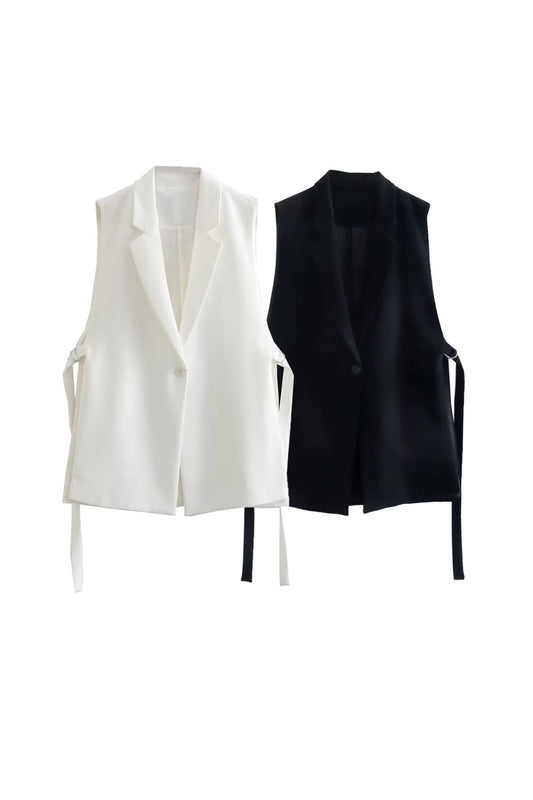 'Aurora' Slit-Tied Waist Vest (2 Color)