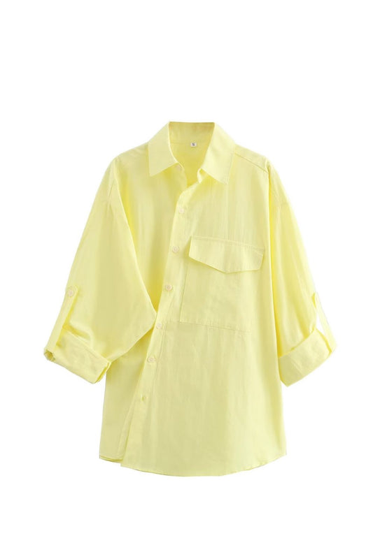 'Amber' Yellow Irregular Long Sleeve Shirt