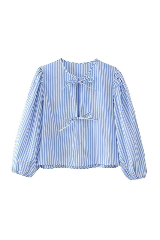 ’Ruby‘ Striped Lace-Up Top