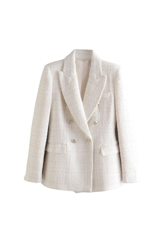 'Stella' Textured Double-Breasted Suit Jacket
