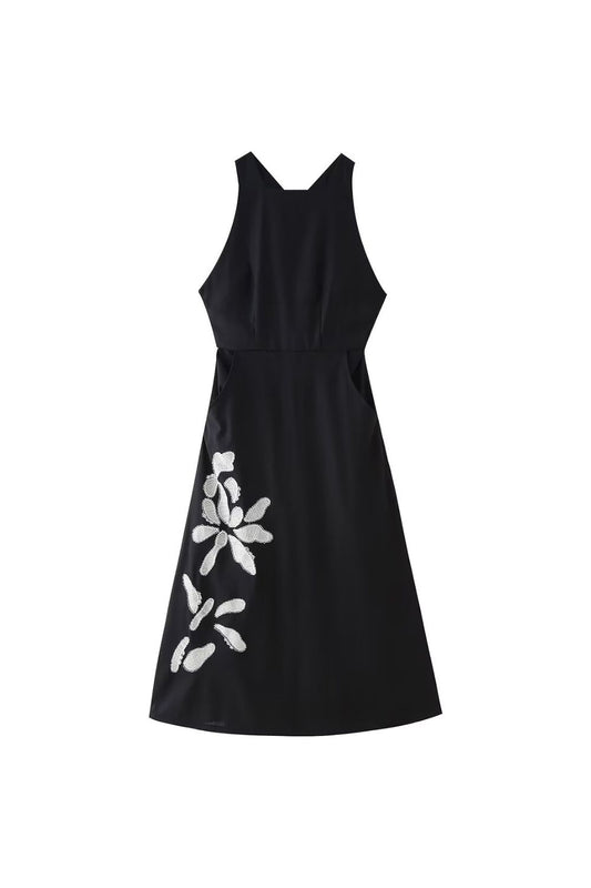 'Lucy'  Minimalist Floral Embroidered Dress
